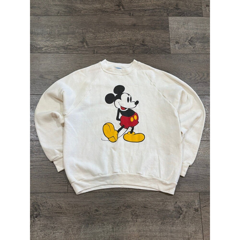 Vintage 80s Disney Character Fashions Mickey Mouse Raglan Sweatshirt Women Large